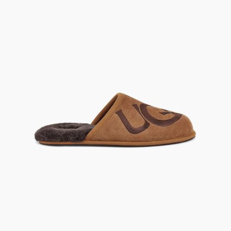 UGG Scuff Logo Brown Slippers for Men (NFHT54126)